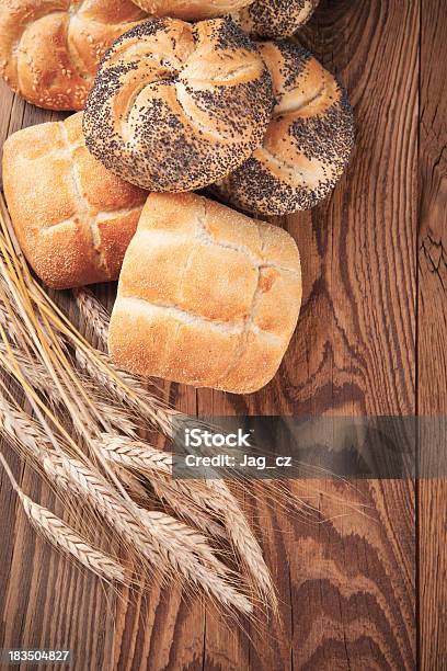 Fresh Bread On Wood Stock Photo - Download Image Now - Baguette, Baked Pastry Item, Bakery