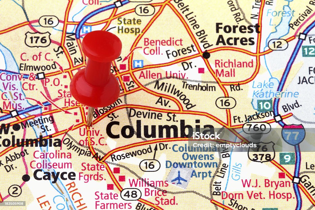 Columbia su una mappa. - Foto stock royalty-free di Autostrada