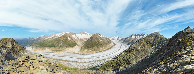 beautiful view of the Aletsch glacier in the swiss alps