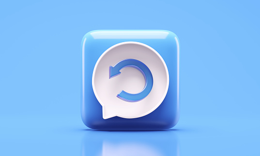 BERLIN blue rounded rectangle push button - 3D rendering illustration