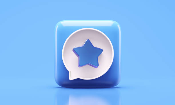 istock Blue button with rating star icon in white speech bubble 1835073644
