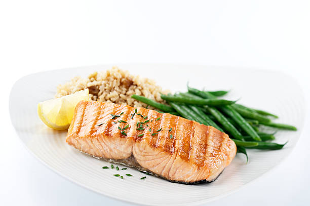 Healthy Salmon Dinner stock photo