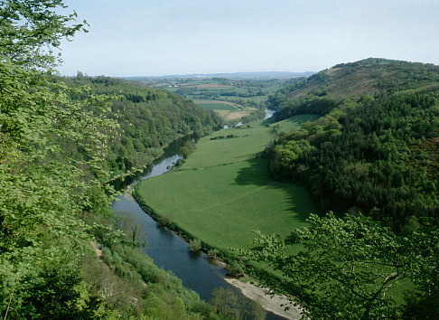 View from Symonds Yat over River Wye, Wye Valley, Gloucestershire, Forest of Dean, UK