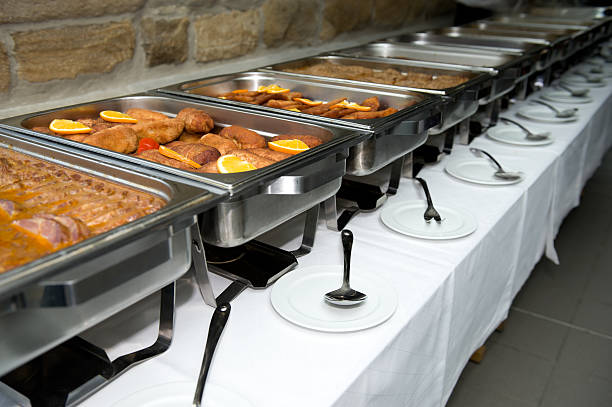 Catering food at a wedding party stock photo