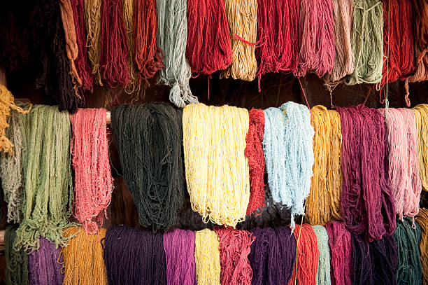 istock Multiple colours of naturally hand dyed alpaca yarn. 183510242