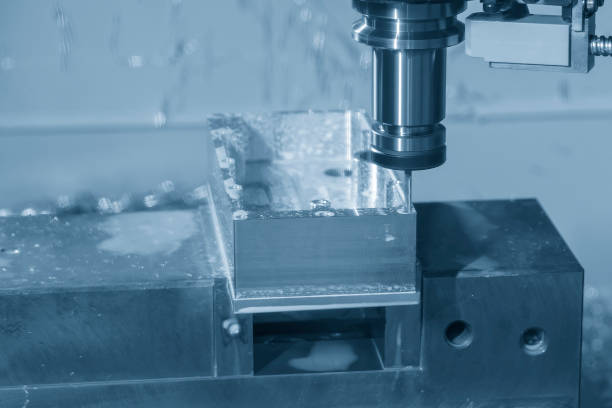 istock The CNC milling machine finish cut aluminum box part by solid flat end mill tool. 1835114052