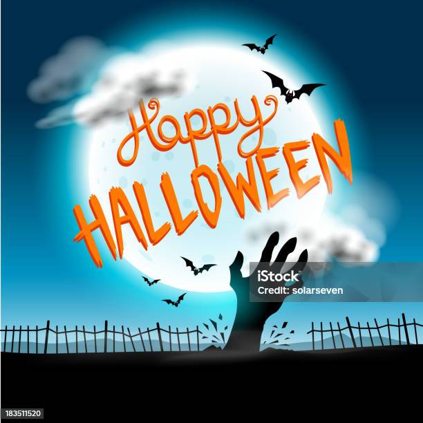 Happy Halloween Tło - Stockowe grafiki wektorowe i więcej obrazów Halloween - Halloween, Chmura, Cmentarz