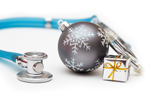 Stethoscope and christmas ornament