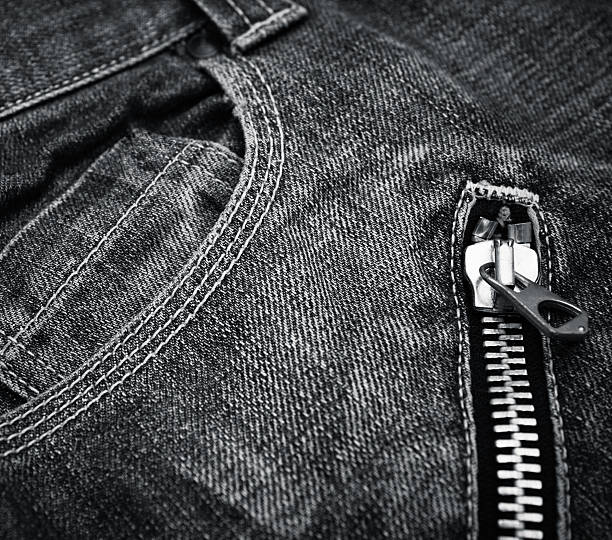 istock Dark old zip pocket of jeans - monochrome image 183512992