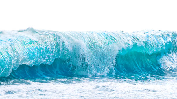 istock Sea blue wave with white foam isolated on a white background. 1835151313