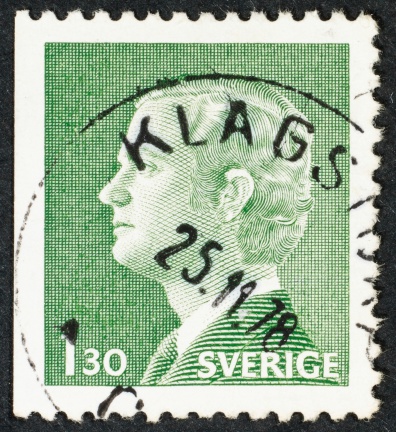 Sweden postage stamp isolated on black