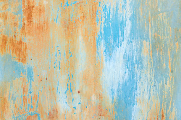 istock Old rustic dirty messy weathered blue painted colored metal wall textured background 1835171449