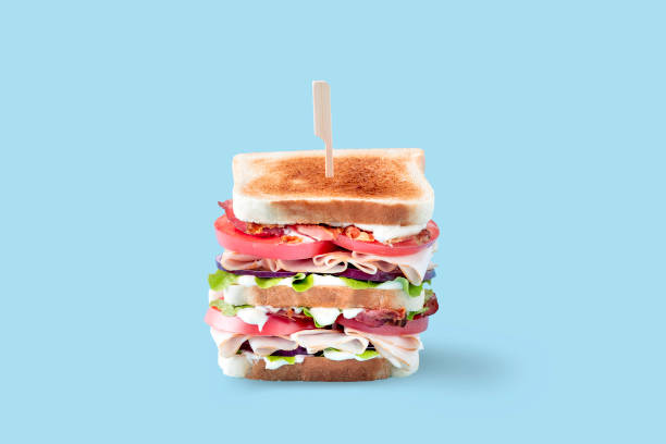 istock Smoked Turkey Sandwich on a blue background 1835176322