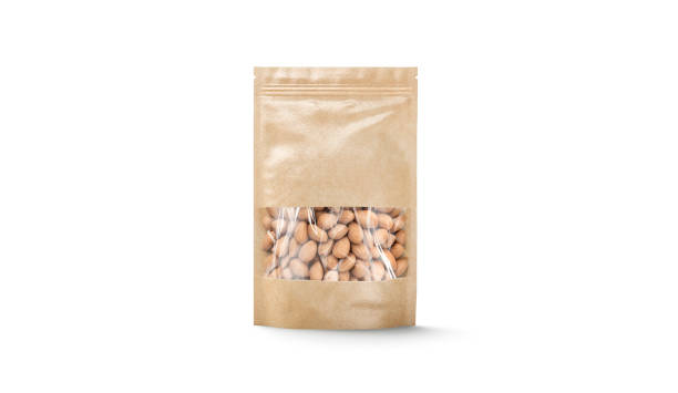 istock Blank craft zipper pouch with nuts stand mock up isolated, front 1835183058
