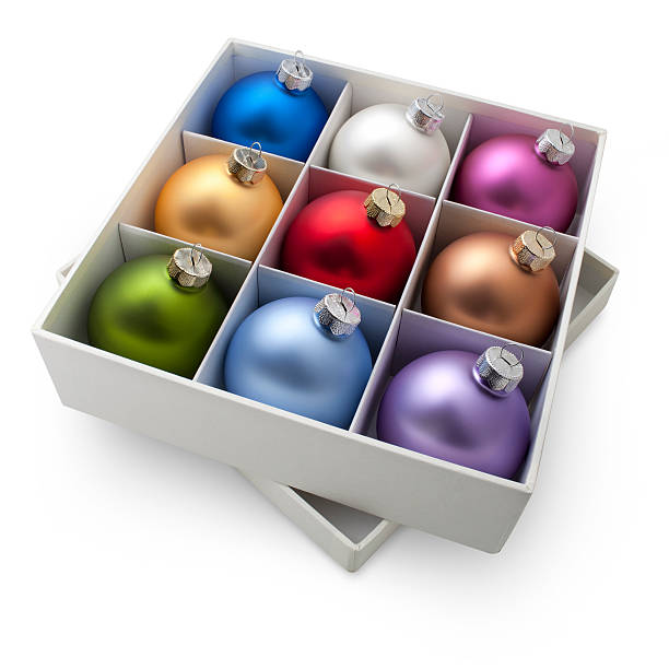 Box of Christmas balls