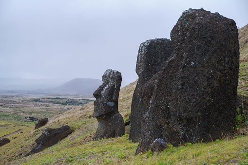 Rapa Nui Rano Raraku Moai Statues Easter Island Chile