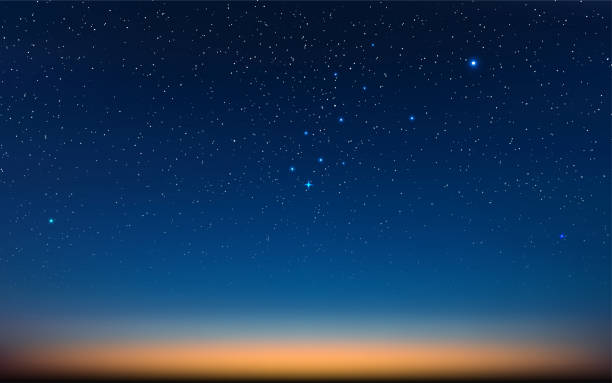 ilustrații de stoc cu răsărit sau apus cu cer înstelat. - cer