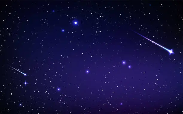 Vector illustration of Starry sky with meteorite.