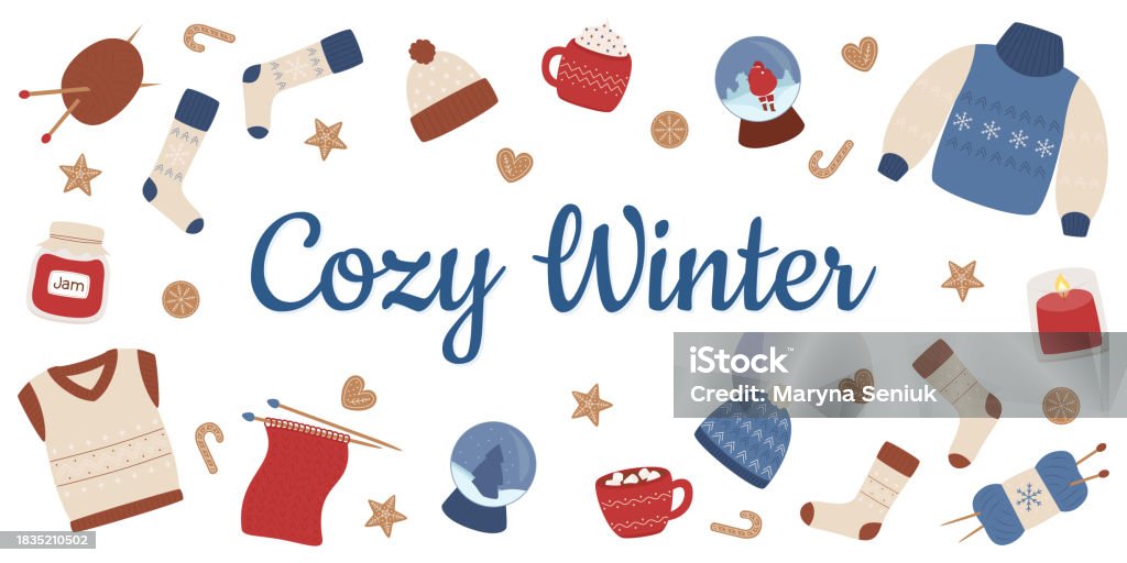 Winter Collection Vector Cozy Winter Collection Stock Illustration - Download Image Now - Ball ...