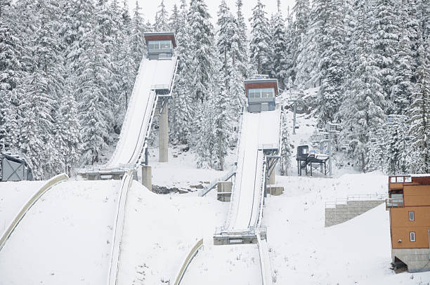 Ski jump station close up