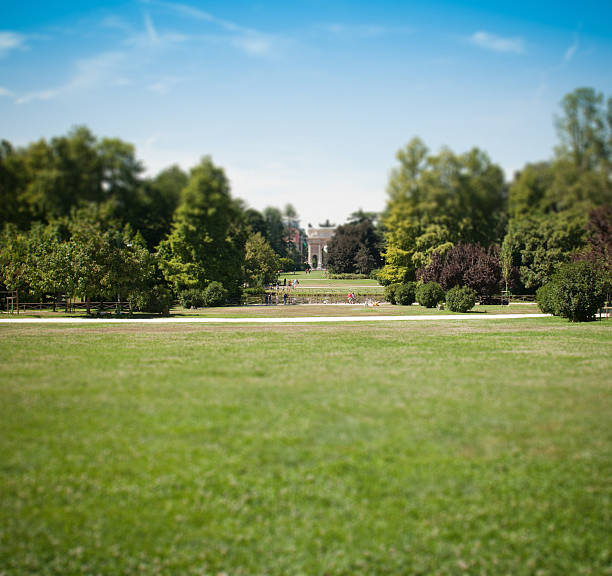 park sempione in mailand, italien-tilt-shift-objektiv - tilt shift lens stock-fotos und bilder