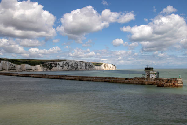 Beautiful white cliffs of the English coast stock photo