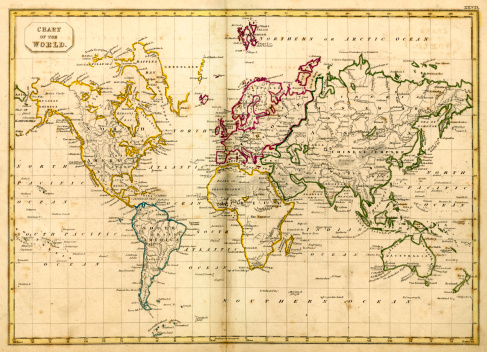 Vintage chart of the World from 1837