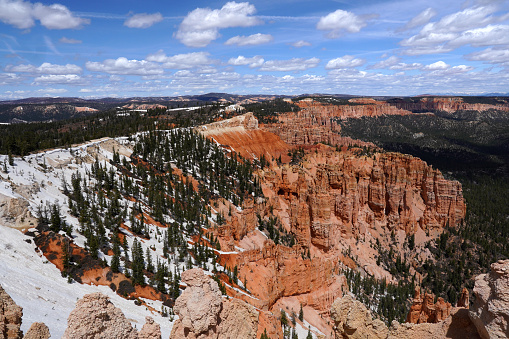 View of Bryce Canyon National Park in Utah with Snow