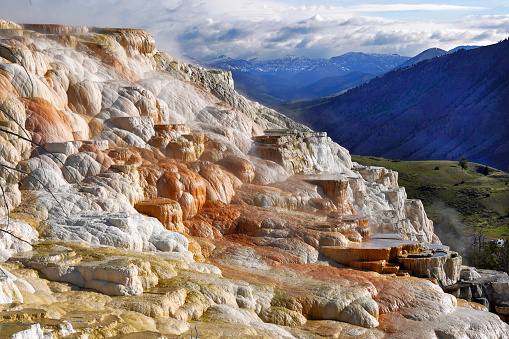 Canary Spring in Mammoth Hot Springs in Yellowstone National Park in Wyoming