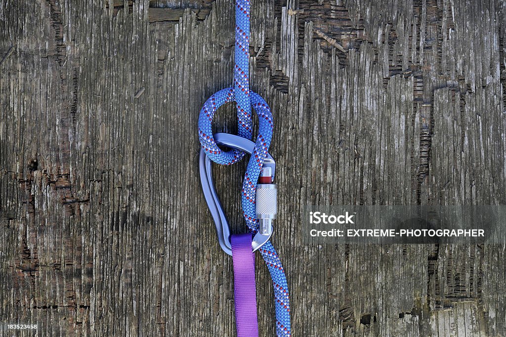Climbing Technique With Rope And Carabiner Stock Photo - Download Image Now  - Aluminum, Attached, Belaying - iStock