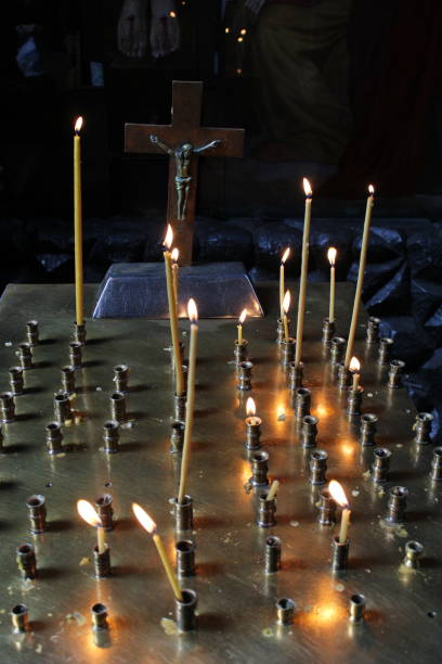 istock Burning white candles in church 1835238365