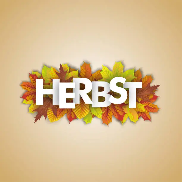 Vector illustration of German text Herbst, translate Autumn. Eps 10 vector file.