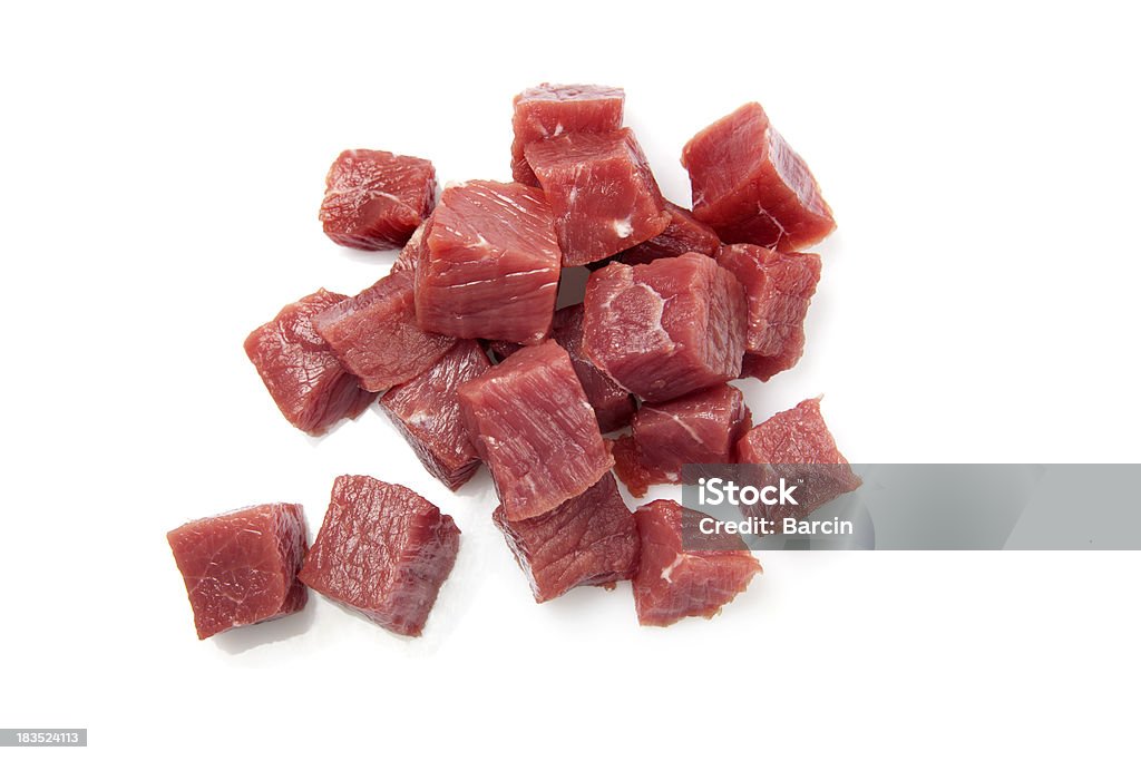 Beef cubes Dicet meat on white background Meat Stock Photo