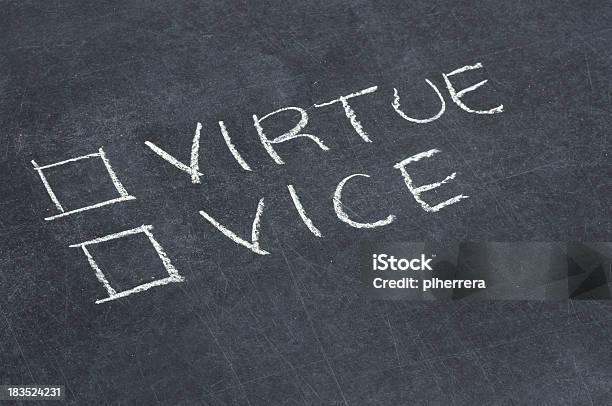 Virtue Or Vice Checkbox Stock Photo - Download Image Now - Asking, Chalk - Art Equipment, Chalkboard - Visual Aid