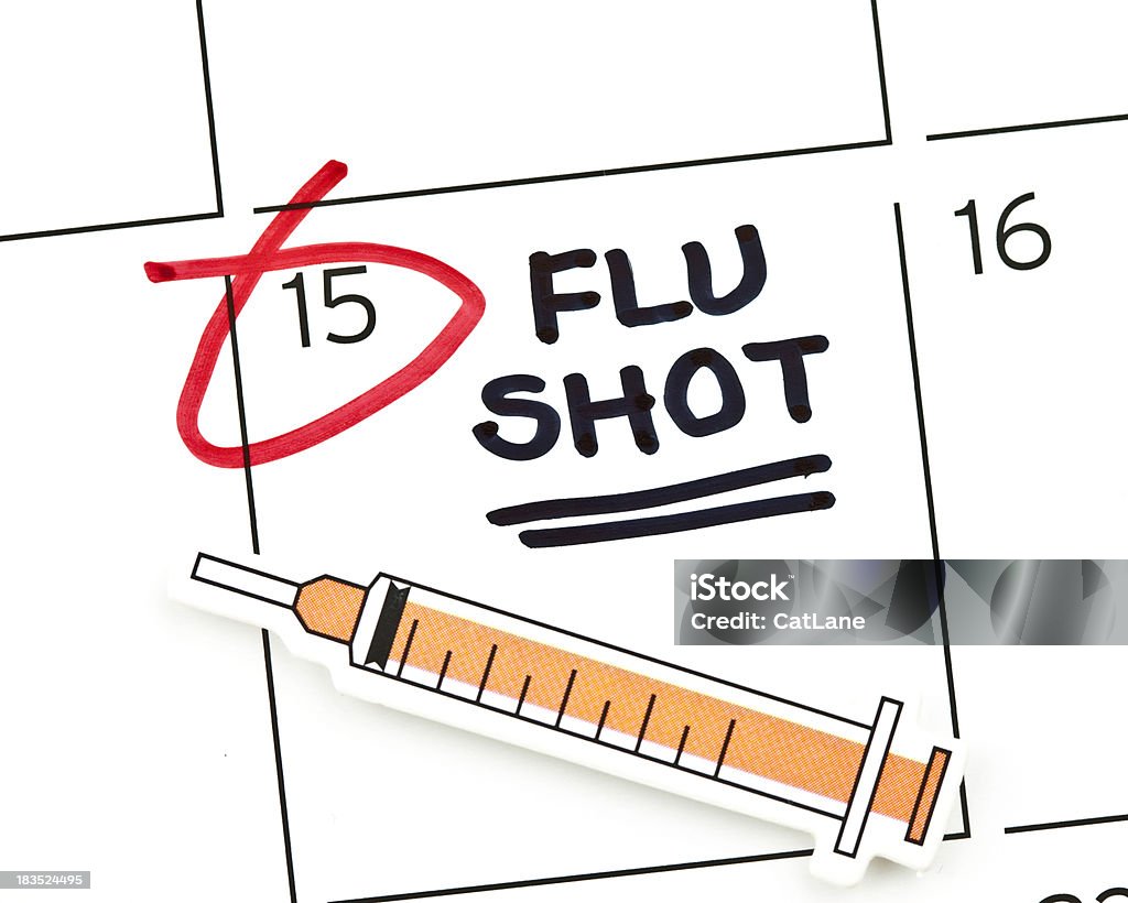 Flu Shot Appointment Calendar Series Reminder to get Flu Shot Flu Vaccine Stock Photo