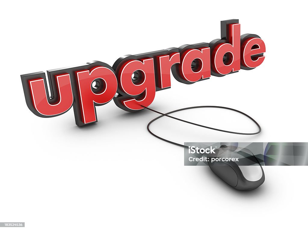 3 D palavra Upgrade com Mouse de Computador. - Foto de stock de Aprimoramento royalty-free