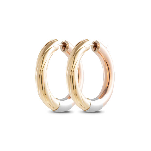 istock Gold hoop earrings isolated on white background. 1835248215