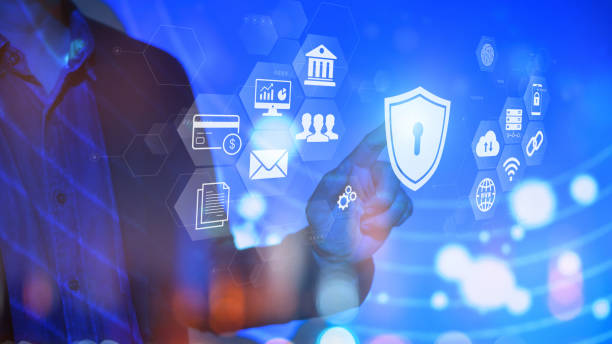 istock Cyber security and online data protection on internet of thing. Firewall shield secure access system interface with shield lock icon. Cybersecurity, privacy and business technology. Encrypted data. 1835250404