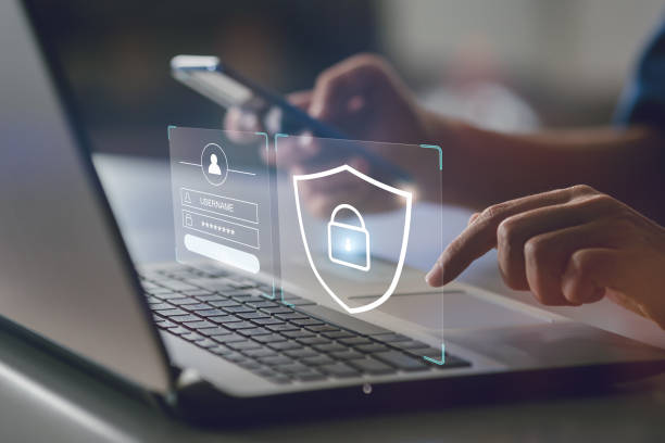 istock Cyber security and online data protection on internet of thing. Firewall shield secure access system interface with shield lock icon. Cybersecurity, privacy and business technology. Encrypted data. 1835250947