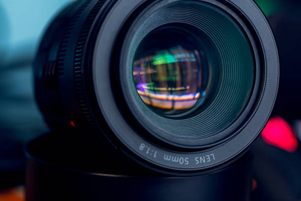 istock Close-up camera lens,Camera lens with lens reflection 1835260930
