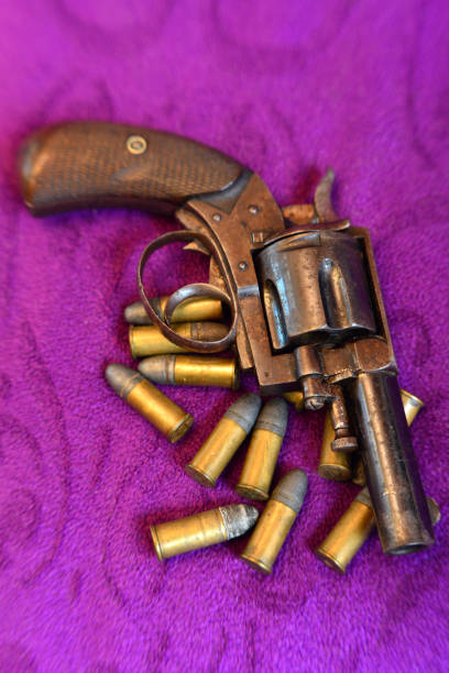 istock Old retro style revolver and ammunition; British Bulldog 1835272186