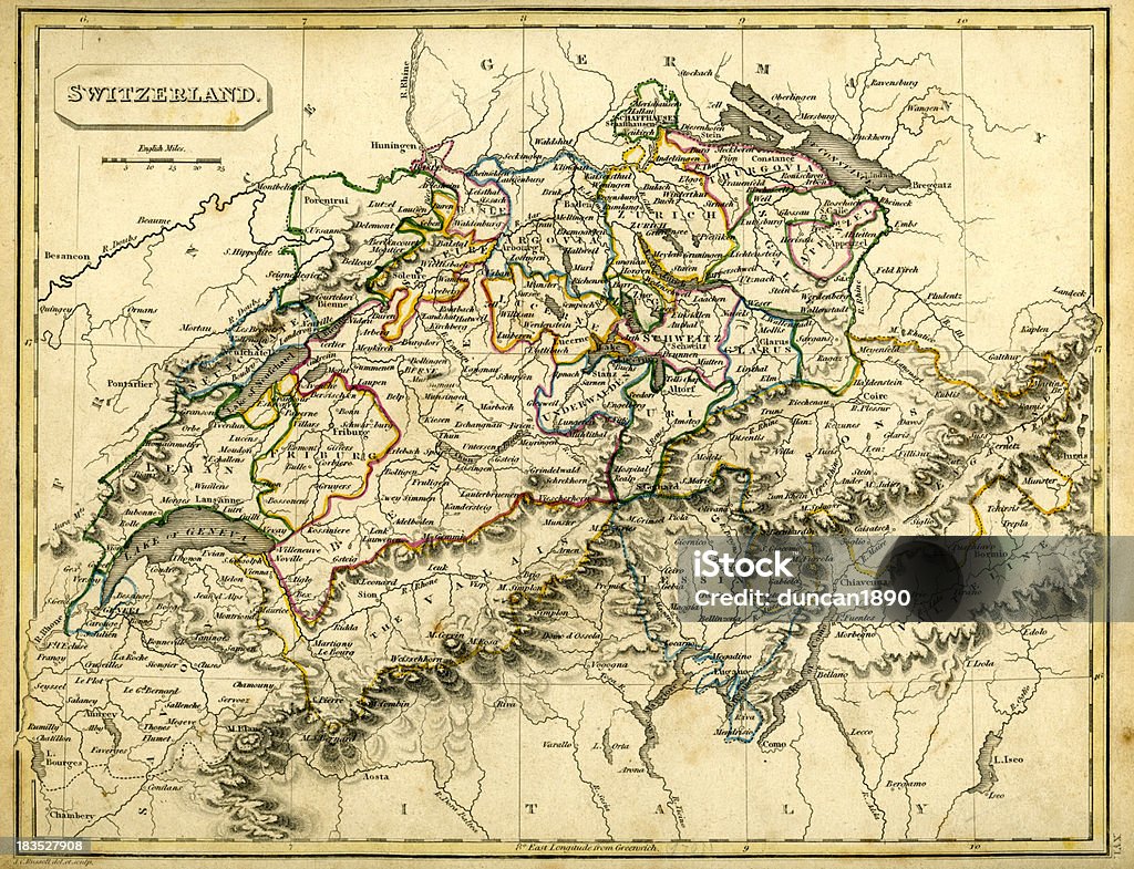 Antquie carte de Suisse - Illustration de Carte libre de droits