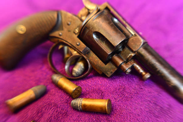 istock Old retro style revolver and ammunition; British Bulldog 1835286643