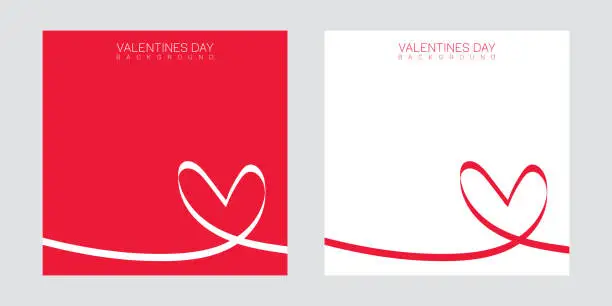 Vector illustration of Collection of abstract valentines background. Valentines day. Hand drawn heart line art banner