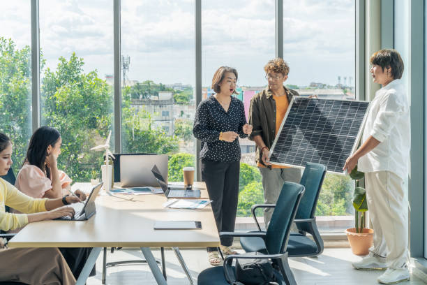 istock Business meeting presentation for solar energy in office 1835293891