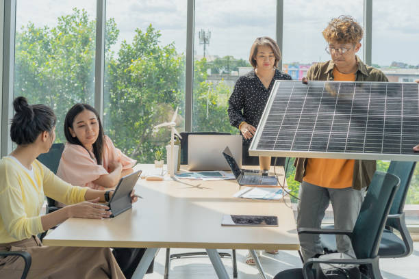 istock Business meeting presentation for solar energy in office 1835294405