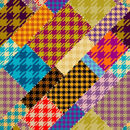 Seamless geometric abstract pattern. Textille patchwork pattern. Vector image. Gingham plaid pattern.
