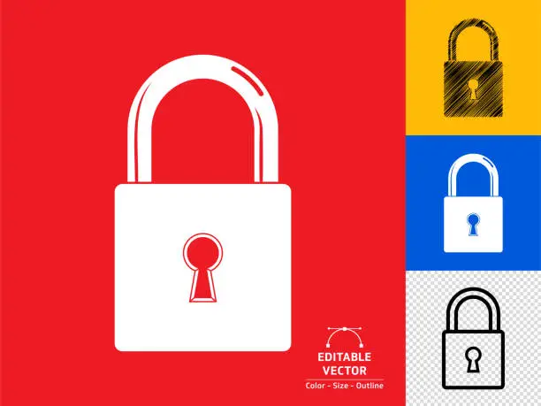 Vector illustration of Padlock line icon.