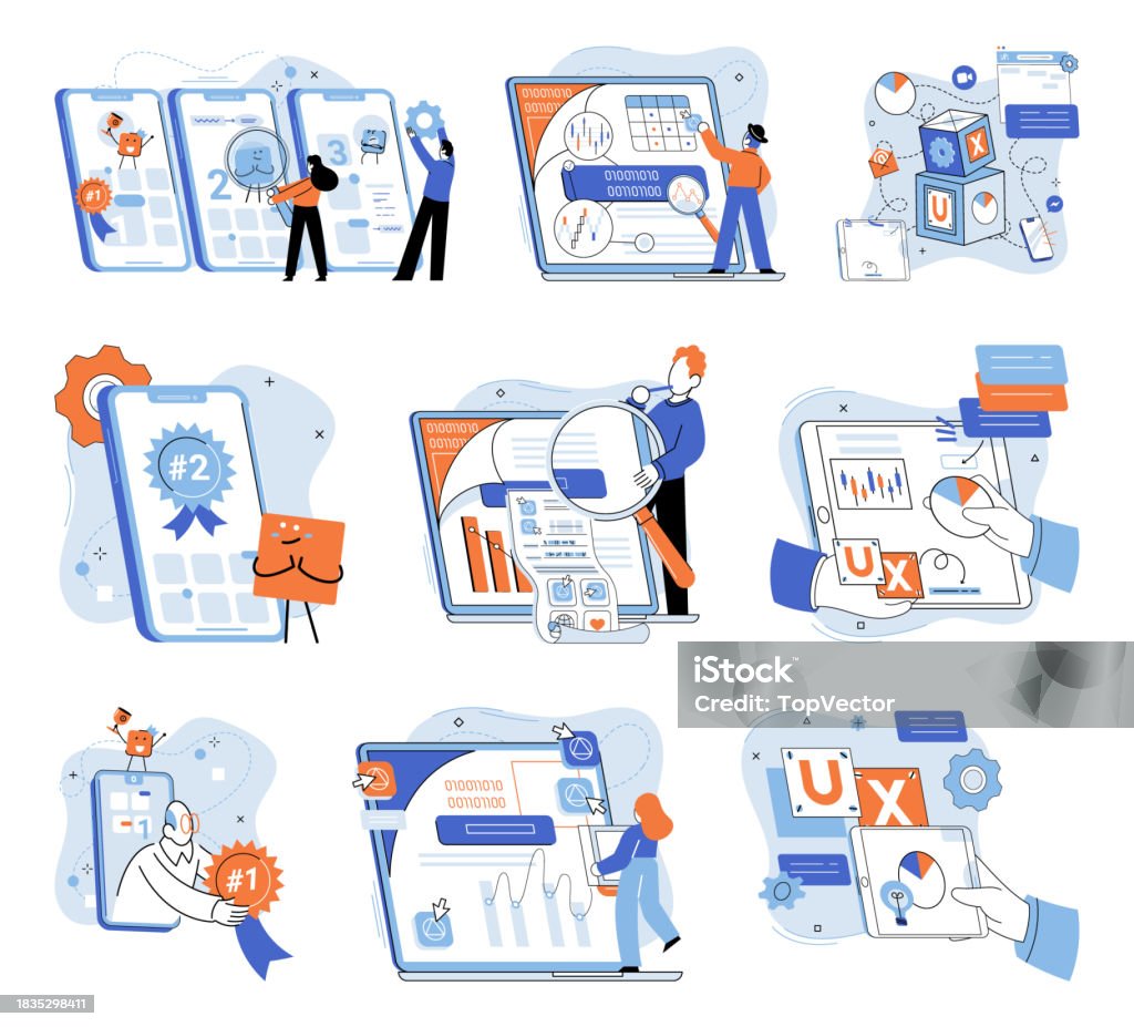 Application Testing Metaphor Vector Software Testing Debugging Process ...