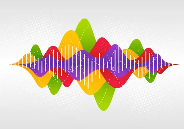 Vector illustration of Colorful Wave Graphs or Sound Waves Concept